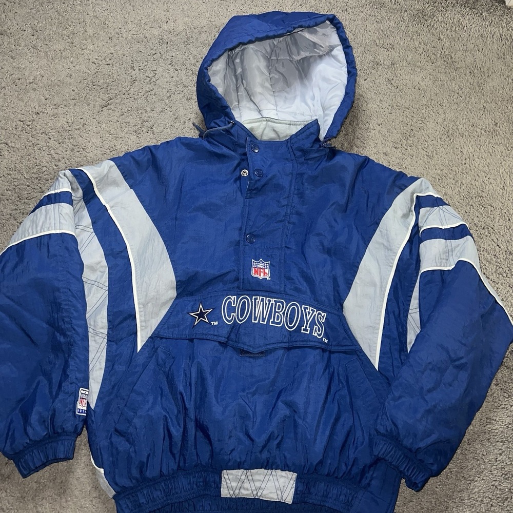 90's Starter Dallas Cowboys NFL Pro Line Authentic Pullover Jacket Blue/White M